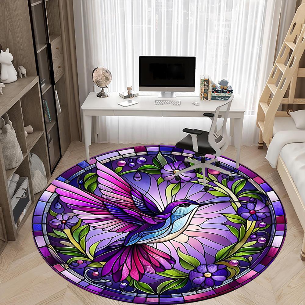 1pc Stained Glass Hummingbird Chair Carpet for Office - Durable, Ideal for Chair Mats, Stylish & Functional Decorative Rug Yy260130080