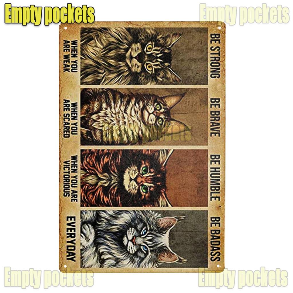 Cute Maine Coon Cat Posters Metal Tin Sign Wall Sign Plaque for Bathroom Coffee Farmhouse Home Kitchen Bedroom Wall Decoration