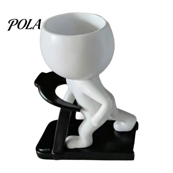 Smooth Surface Flowerpot Fun Workout Figure Planter, Modern Resin Treadmill Runner Plant Pot, Dumbbell Fitness Themed Decor Body Builder Holder, Cute