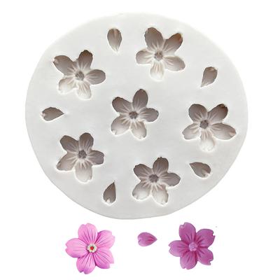 1Pc 6 Holes Cherry Flowers Silicone Mold Sugar Chocolate Diy Decorating Tools
