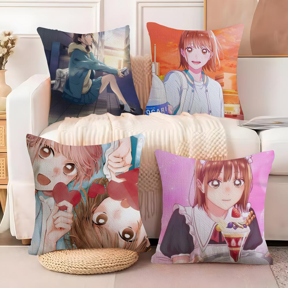 Blue Box Anime Pillow Case Living Room Sofa Decorative Cushion Cover Simple Household Light Luxury Printed Pillow