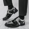 Luxury New Designer Men's Gold Silve Black Mixed Lace Up Fashion Patent Leather Shoes Formal Wedding Dress Homecoming Footwear
