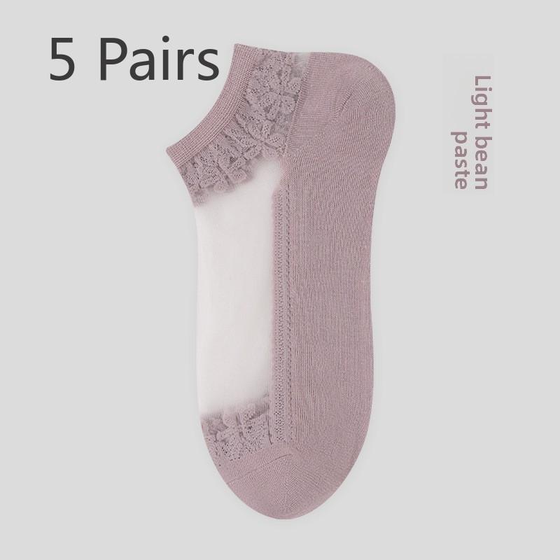 

5 пар тонких жаккардовых носков с кристаллами на весну/лето 5 Pairs