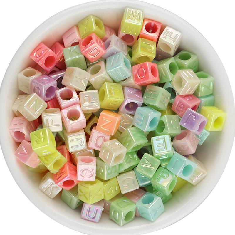 Colorful Acrylic Square Letter Beads - Large Hole English Alphabet Beads for DIY Projects