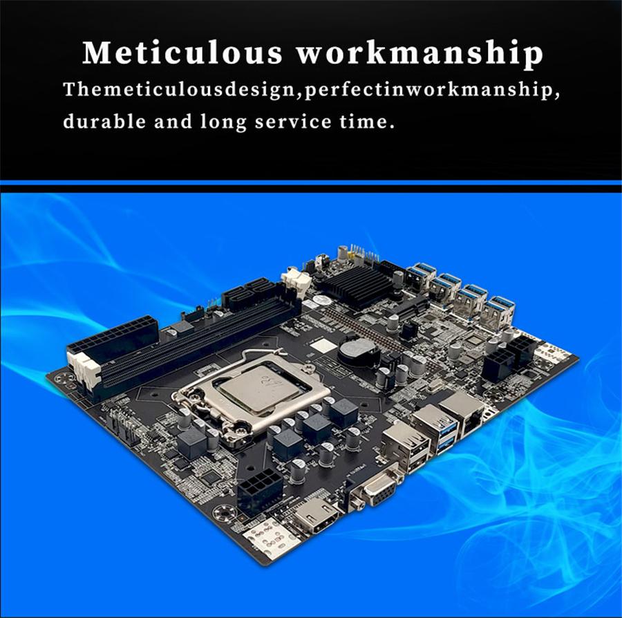 BTC B75 Mining Motherboard LGA1155 8*PCIE To USB3.0 Supports 8 GPU Graphics Card DDR3 DIMM RAM ETH Bitcoin Ethereum Miner Rig