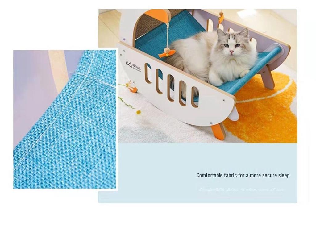 Universal Washable Cat Bed with Scratching Board and Toy Hammock