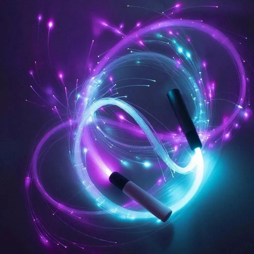 7 Colors 4 Modes 360 Degree Swivel Light Up LED Fiber Optic Whip for Rave Party Music Festival ( No Battery )