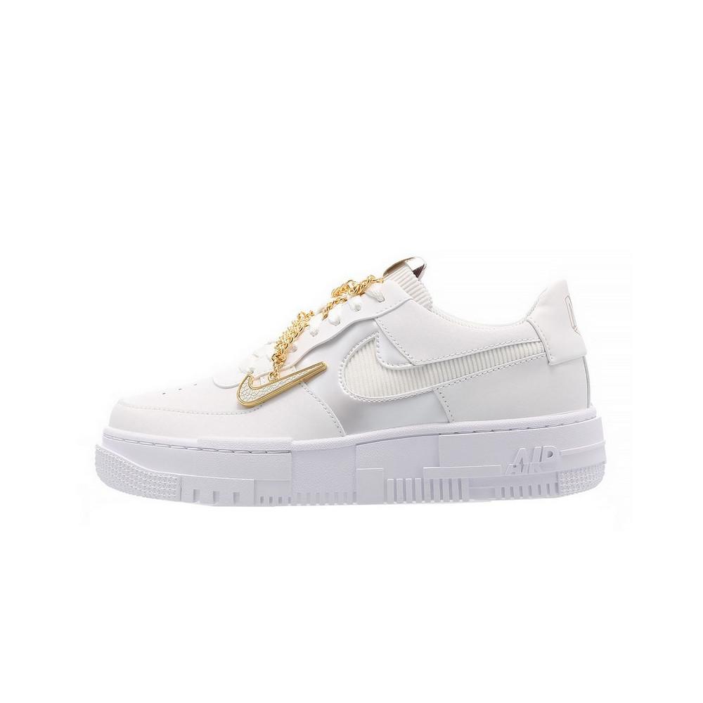 Nike Air Force 1 Low Pixel Grey Gold Chain