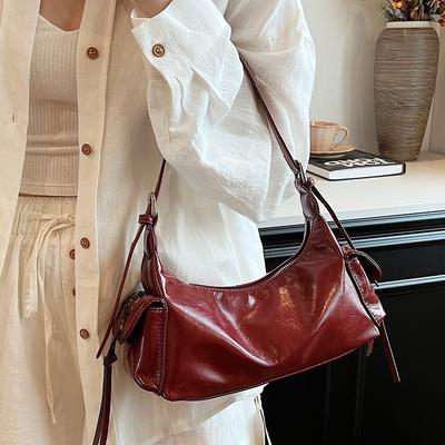 Cross-Border Korean Version Niche Design Underarm Bag 2025 New Women's Fashion Versatile Double Pocket Large Capacity Shoulder Bag
