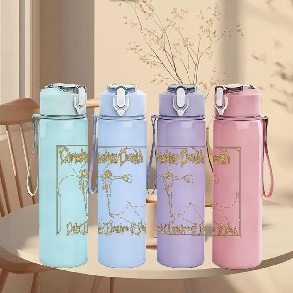 1PC Cartoon Character Couple Minimalist Sketch Print 750ml Portable Sports Water Bottle Leakproof Gym Outdoor Travel Drink Cup