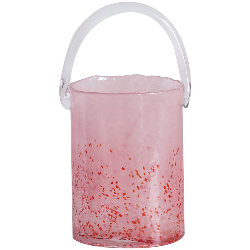 Pink Bucket Glass Handbag Bag Vase Ornament Creative Internet Celebrity Ins Feng Hydroponic Vase
