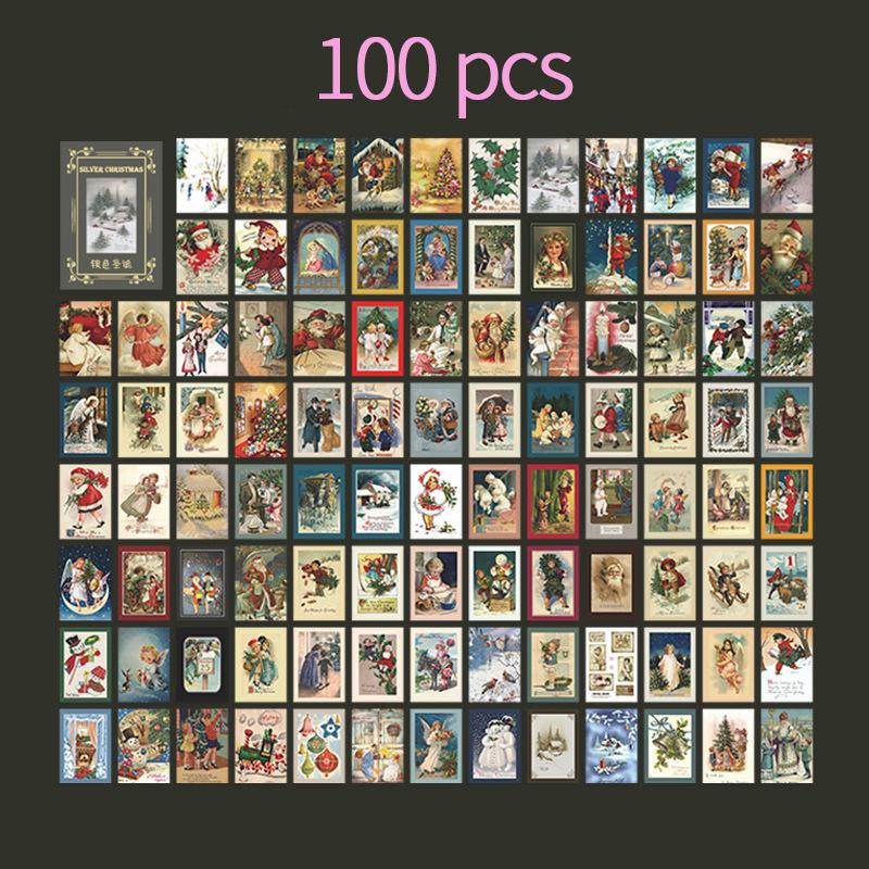 

100 pcs Christmas theme Material paper book Mini Decorative Diary Album Scrapbooking accessories Junk Journal Supplies