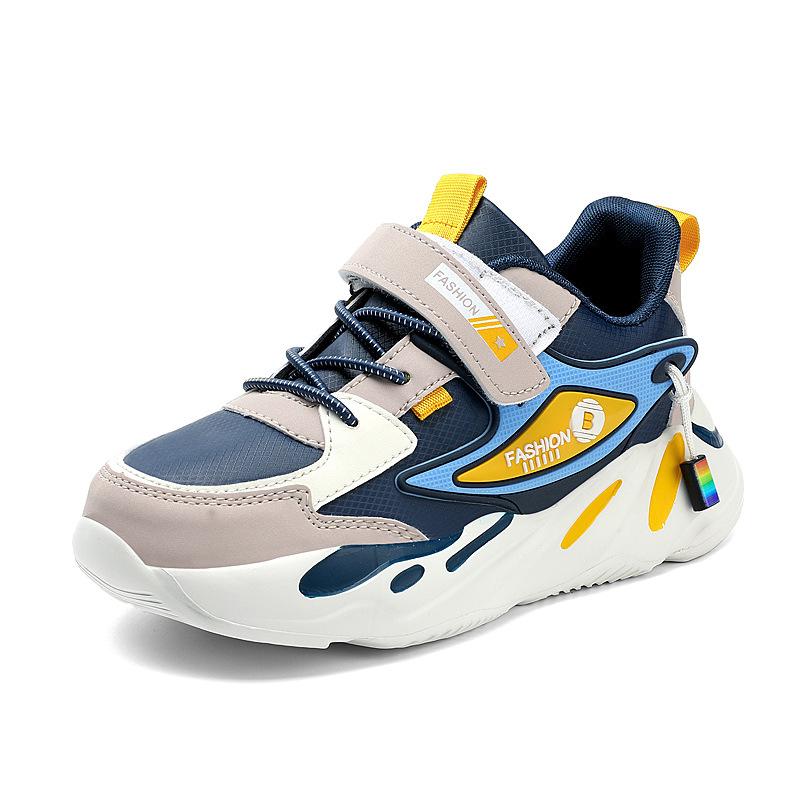 Cross-border boys' shoes 2024 autumn new children's leather non-slip sneakers boys' students soft-soled dad shoes