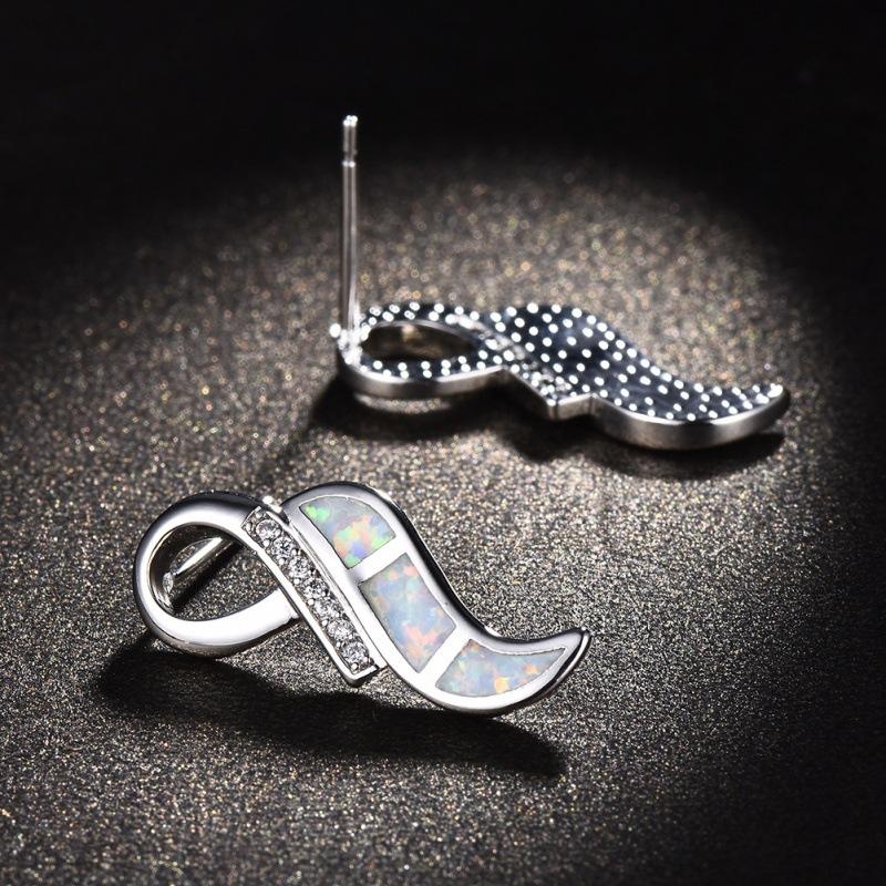 Wish European and American blue opal wing stud earrings women's versatile temperament earrings