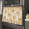 Oven Skirt with 7 Ribbon Ties Mushroom Flower Pumpkin Pattern Farmhouse Kitchen Decorative Cabinet Dishwasher Appliance Oven Curtain