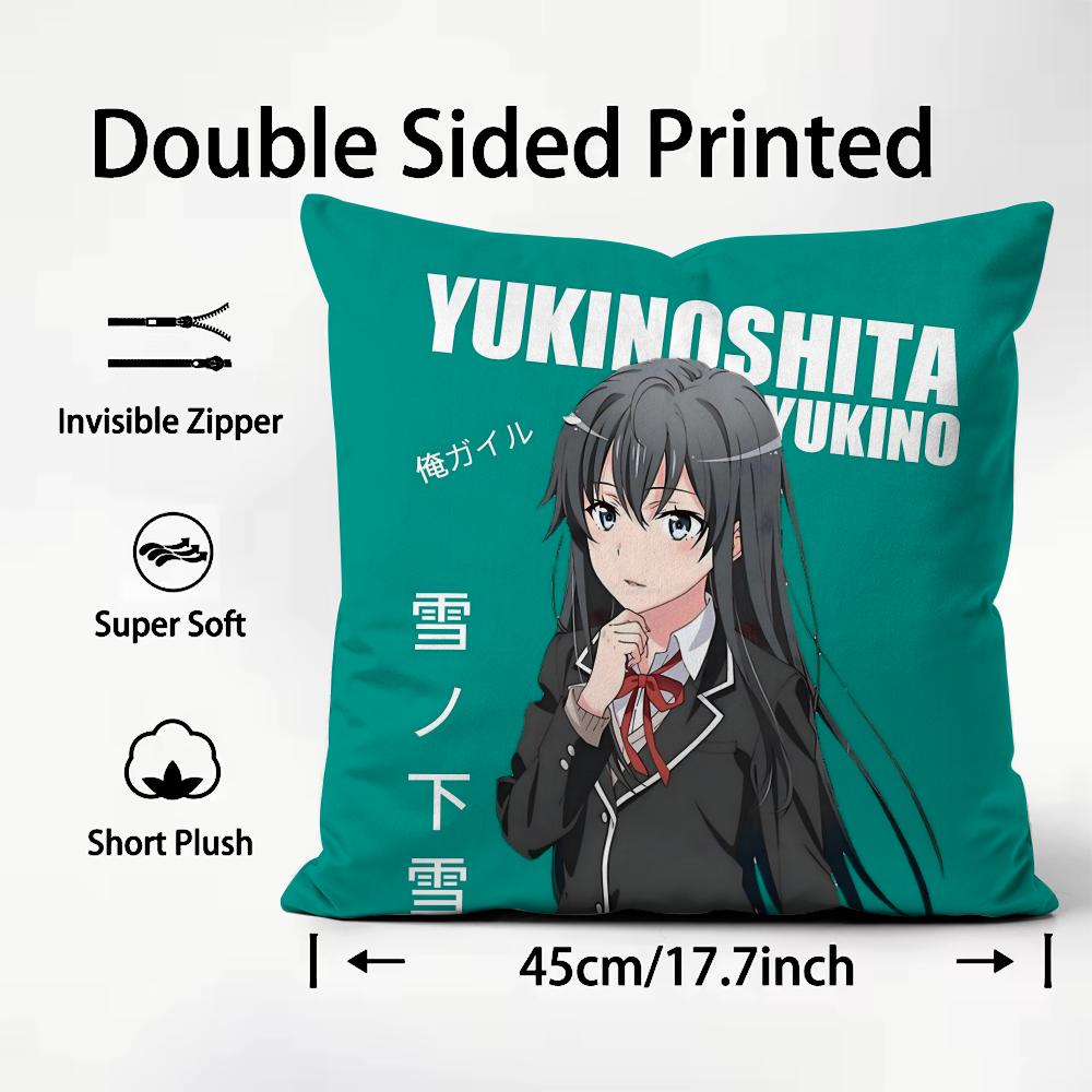 Y-Yukinoshita Y-Yukino Cushion Cover Pattern Printed Pillowcase for Living Room Sofa Cushion Cover & Bedroom Decor