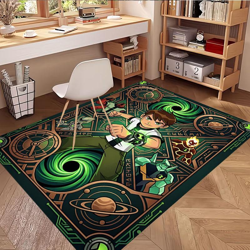 Ben 10 Cartoon Print Rug, Washable Floor Carpet, For Entryway Dorm Laundry Room Office Study, Home Decor Birthday Christmas Gift