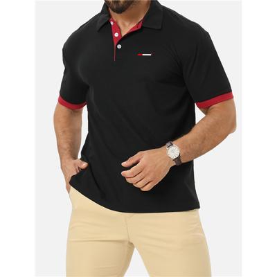 Camisas tipo Polo de Manga Corta para Hombre - Camisas de Corte Regular para Hombre, Camisetas Casuales Atléticas con Cuello Negro
