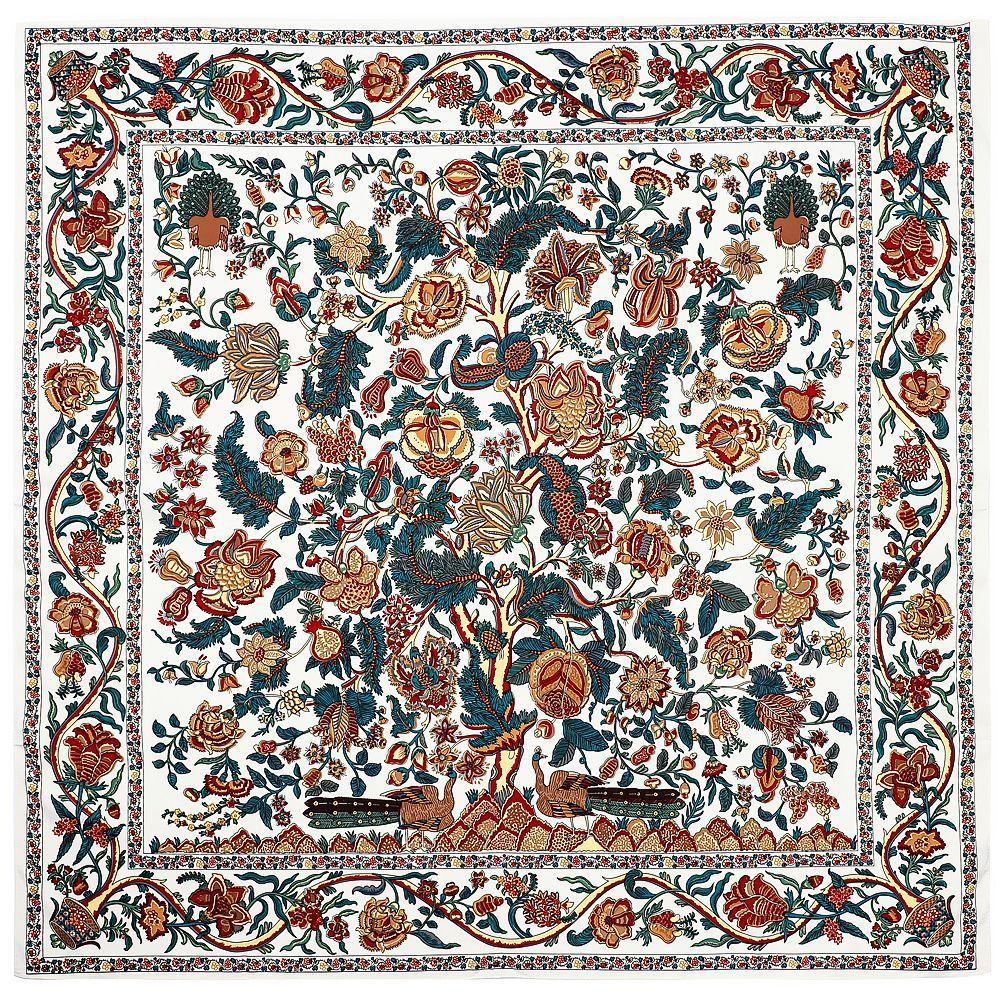 130*130Cm Russian National Square Scarf Luxury Floral Printed Silk Scarves Lady Handkerchief Bandana Foulard Ethnic Shawl
