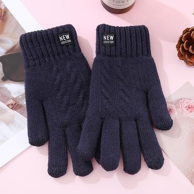 Neue doppellagige, verdickte und gefütterte Winter-Touchscreen-Handschuhe zum Schutz vor Kälte und Wärme, plüschige Damen-Strickhandschuhe
