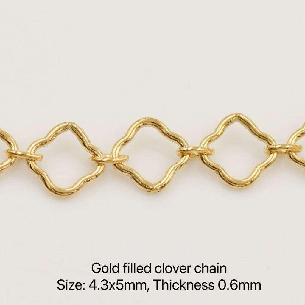 Quick Shipment New Real 14K Gold Filled Clover Chains for Jewelry Making Permanent Bracelets Necklaces