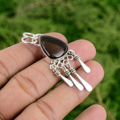 Daughters Day Deal Sterling Silver Natural Smoky Quartz Birthday Pendant Jewelry