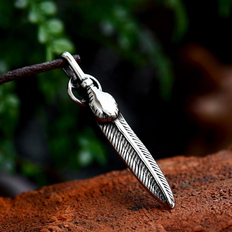 Hot Sell Popular Fire Feather Red Zircon Pendant Necklace Stainless Steel Fashion Jewelry for Men Women Cool Gift BP8-916 Only Pendant