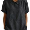 2026 European Spring/Summer Women's Casual Loose Lapel Faux Denim Short Sleeve Shirt