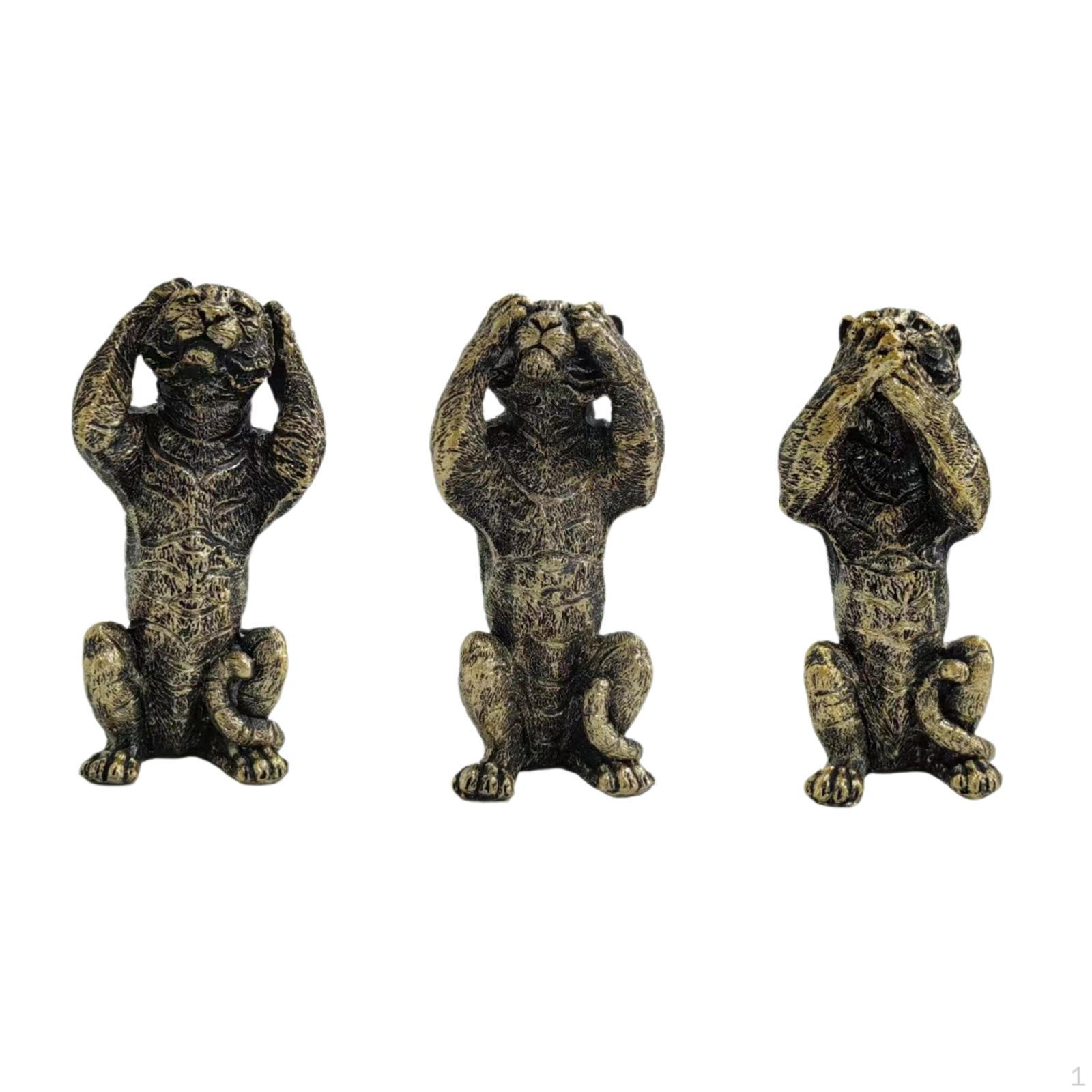 

Трио фигурок тигра для домашнего декора и подарка чёрный