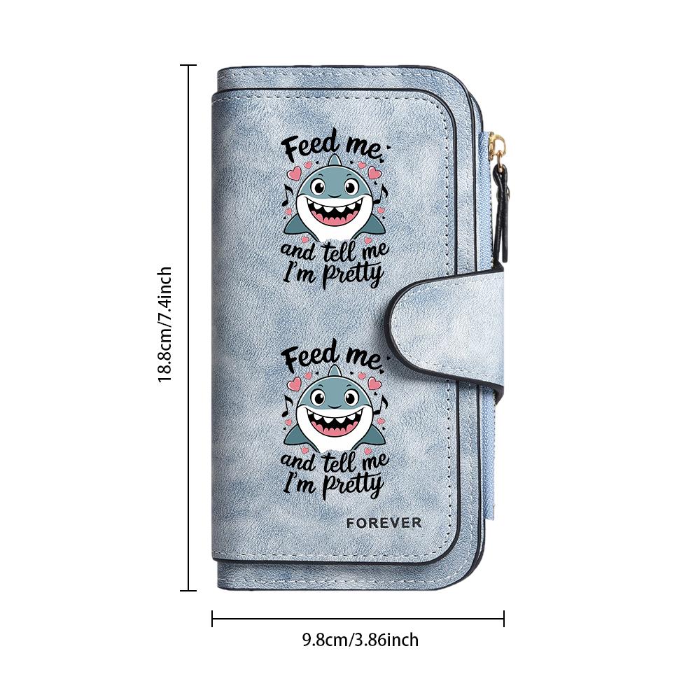 Cute Cartoon Shark Print Long Wallet