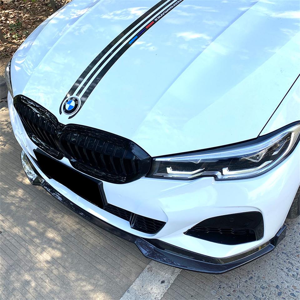 For BMW 3 Series G20 G21 M-Sport 2019-2024 Car Front Bumper Splitter Lip Spoiler Diffuser Guard Body Kit Cover Tuning ABS Black