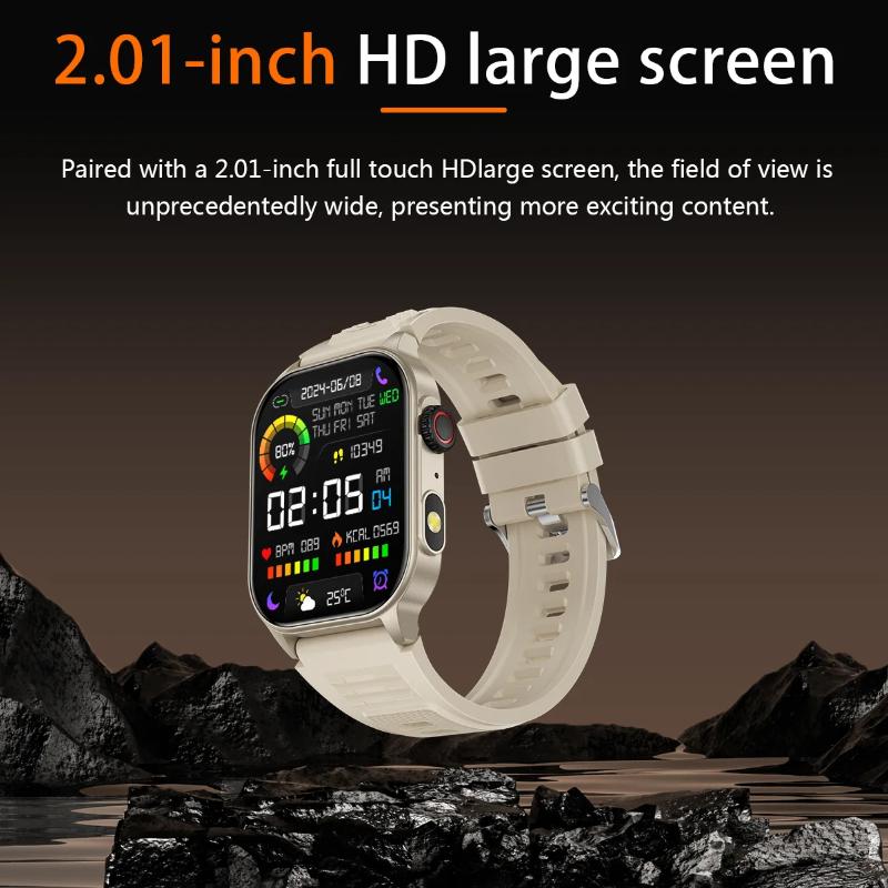 2025 New Women Smart Watch Flashlight 2.01” HD Display AI Voice Bluetooth Call Sports Watches Health Monitor Smartwatch Men