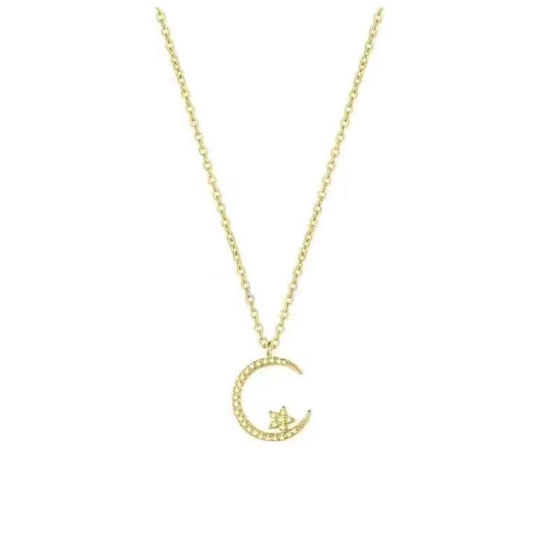 Exquisite Star Moon Zircon Pendant Necklace - Elegant Gift for Women