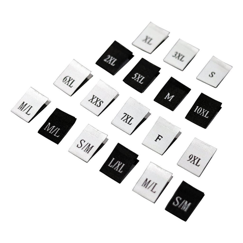 Gefaltete gewebte Größenetiketten: Universal Clothing, Nummeriert, Englisch, Doppel- & Einheitsgröße F