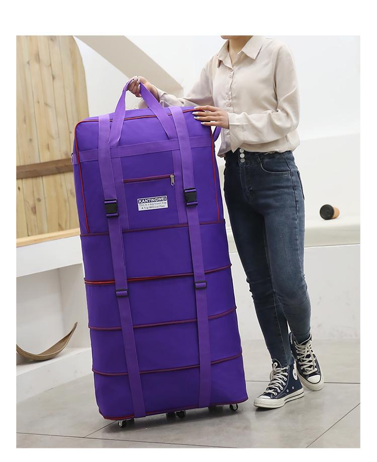 158L Aviation Large Capacity Rolling Travel Bag - Foldable Wheeled Luggage Storage, Oxford Cloth