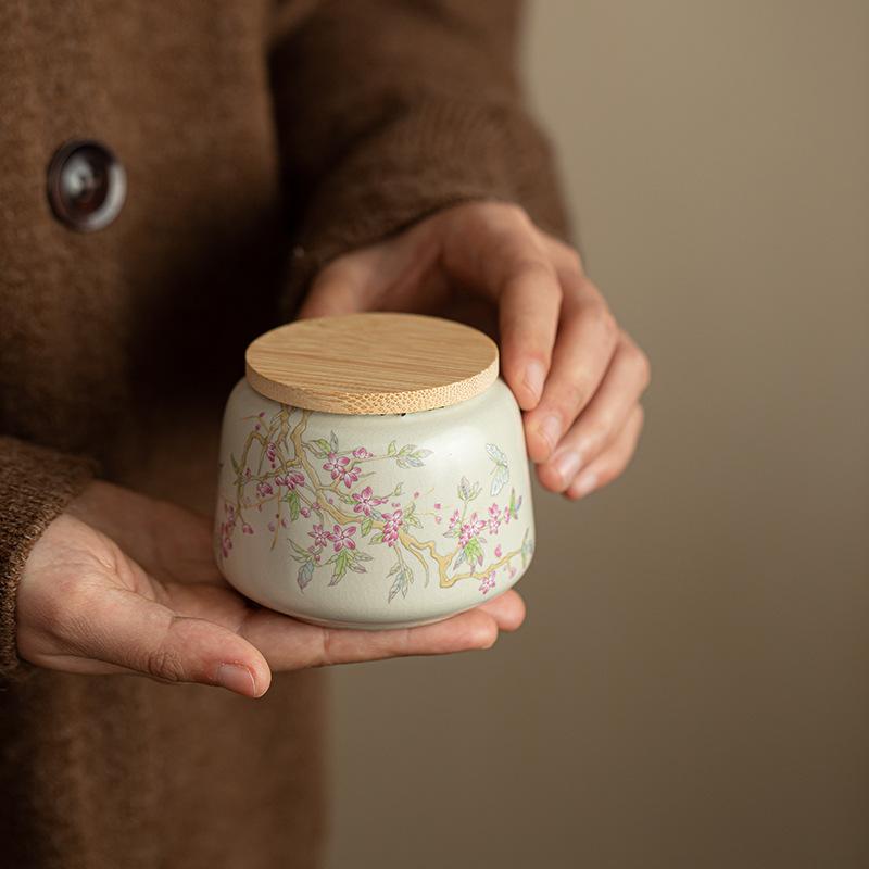 

Ru kiln tea cans, household simple large-capacity sealed moisture-proof cans, Chinese Kung Fu tea set, tea storage cans