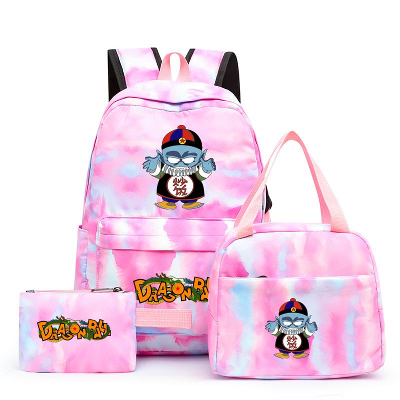 3 stk/sett Dragon Ball Fargerik Ryggsekk med Matboks for Kvinner Studenter Tenåringer Ryggsekk Casual Skolesekksett