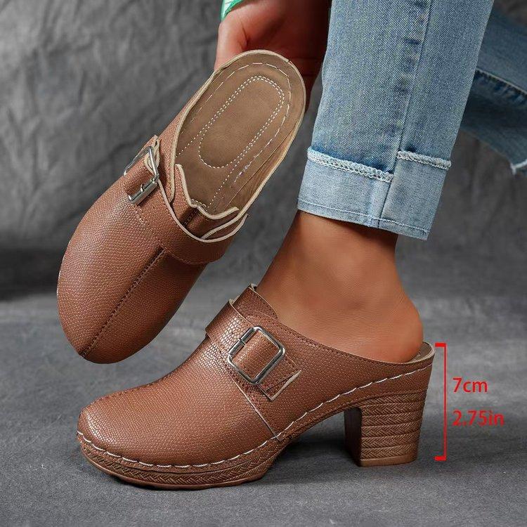 Chaussures compensées rétro décontractées pour femmes - Grande taille. Pantoufles Style Décontracté Grande Taille.