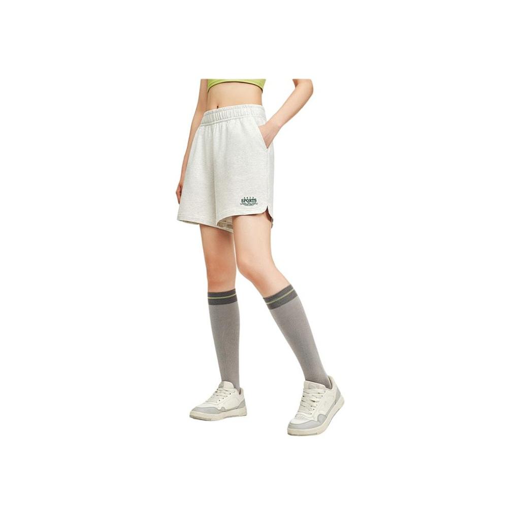 Anta Life Series Letter Mid-Waist Drawstring Breathable Versatile Loose Casual Shorts Women Shorts Gray Gray-Floral 162538309-3