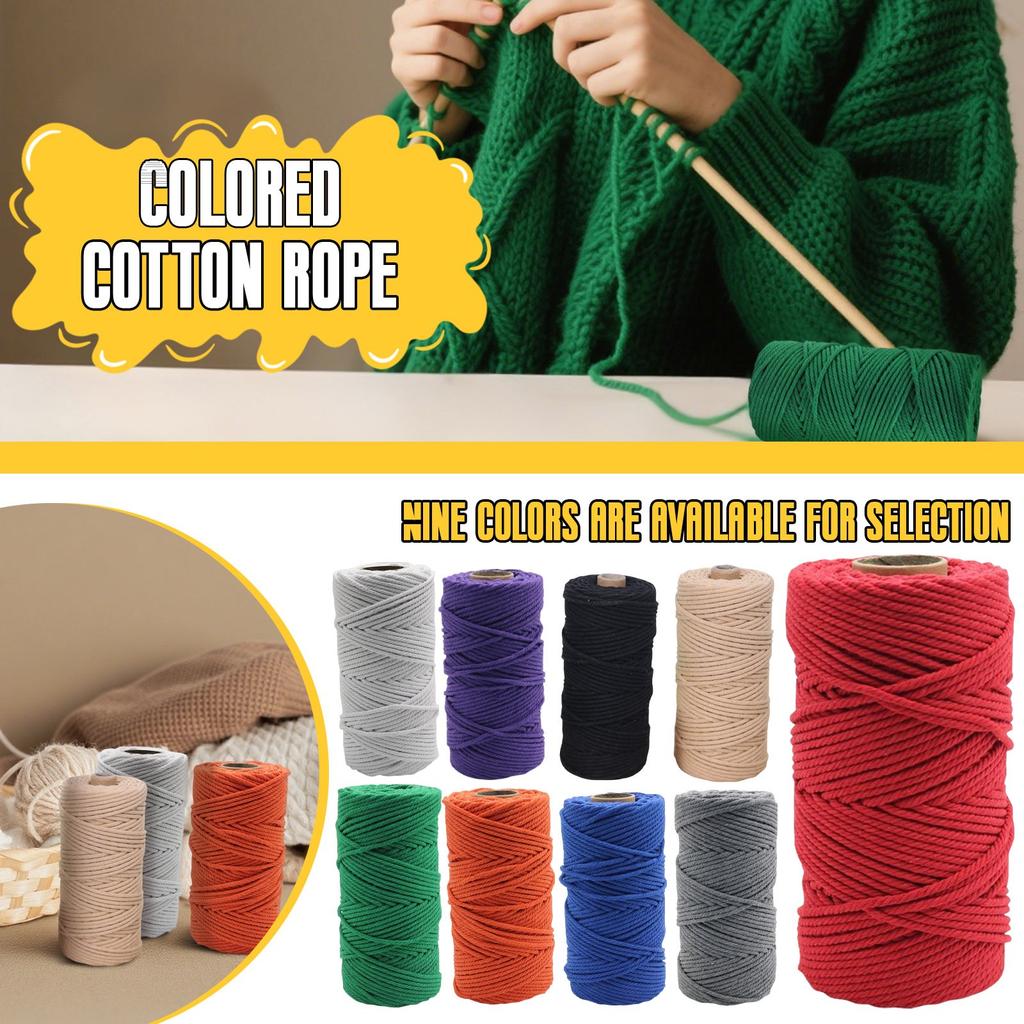 4mm Colored Cotton Rope Diy Hand-woven Tapestry Decoration Material Rope Tag Rope Colored Cotton Rope 100m