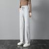 Women's Cotton Drawstring Straight Leg Sweatpants Casual Draped Wide Leg Trousers For Spring Summer