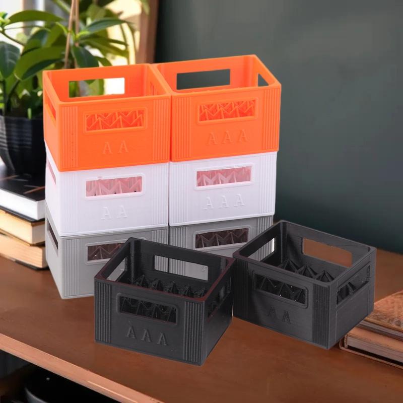 Stylish Home Decor No. 5 Aa No. 7 Aaa Battery Organizer; Sturdy 3D Printed Beer Crate Style Stackable Box