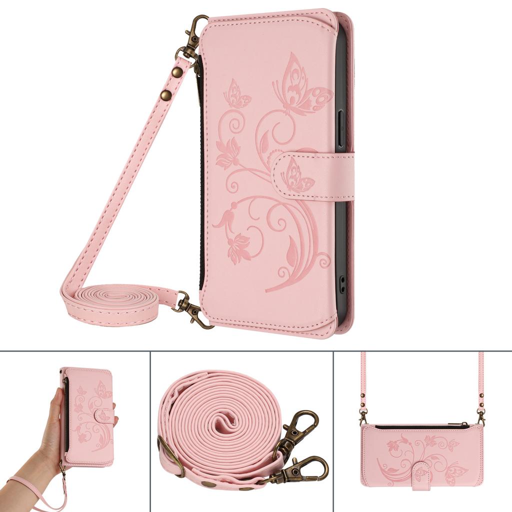 Applicable Google pixel 9A leather case Sony Xperia 1 VII butterfly love flower zipper wallet diagonal span case