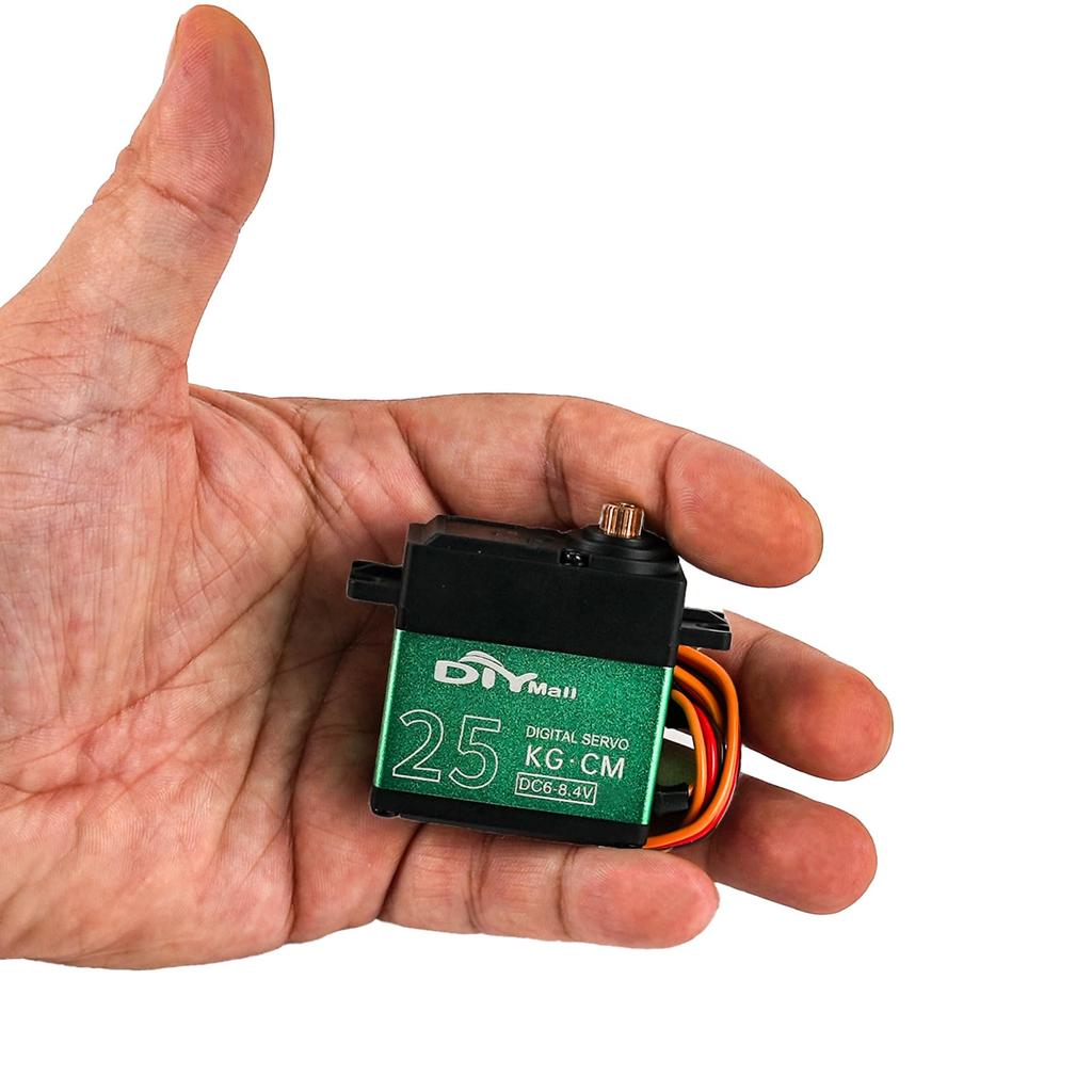 DIYmall TD-8825MG Digital Servo, 25kg, High Torque, 360° Continuous Rotation, Angle Controllable, 500-2500usec, Metal Gear, for RC Robots, Gimbals,