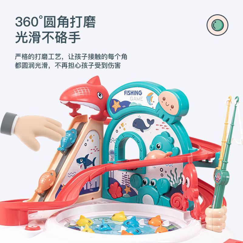 Fiskeleker Barnas Magnetiske Multifunksjonelle Fiskeplate, Baby Elektrisk Roterende Fiskebord Sett Boks