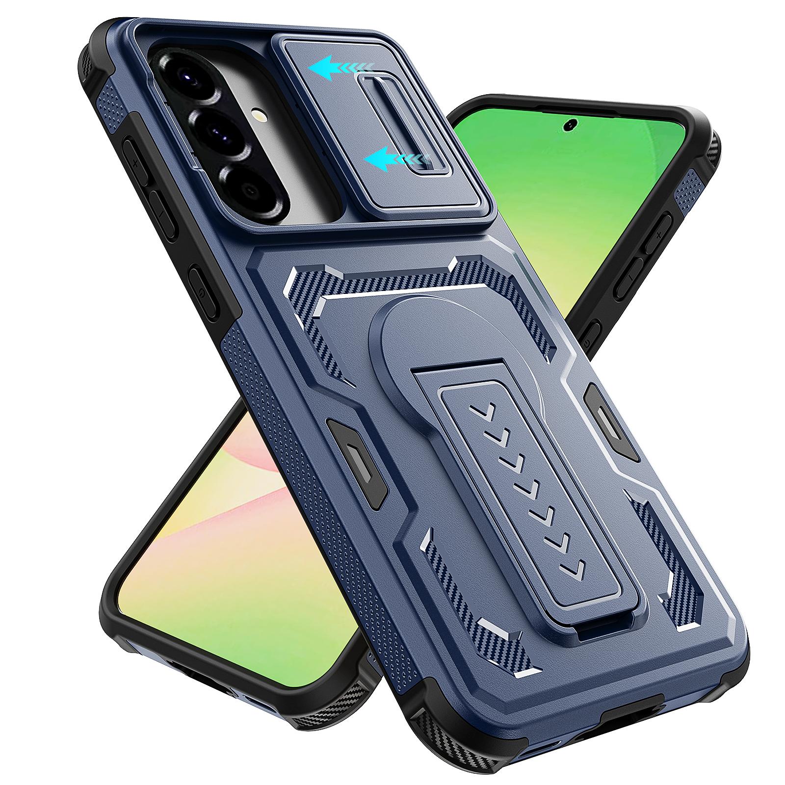 

Anti-Slip Stand Holder Case for Samsung Galaxy A17 5G S26 Ultra A57 A37 A16 A56 A36 A26 S25 S24 Dual Layer Lens Protection Bag Galaxy A17 4G синий
