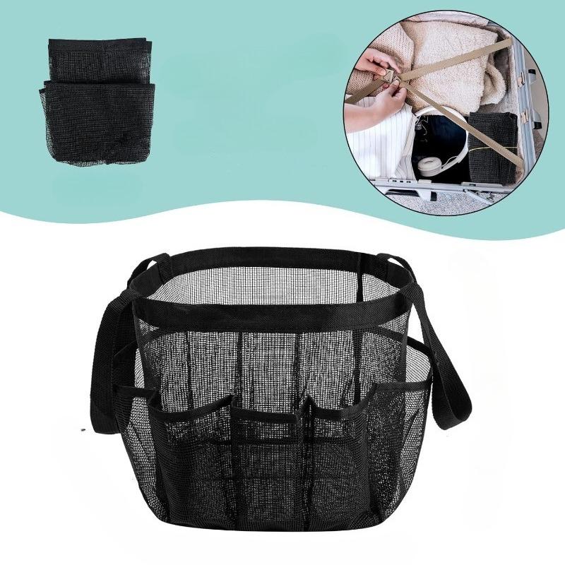 Sac de toilette en maille transparente Sac fourre-tout cosmétique Accessoires de plage et de salle de bain Sac de rangement de voyage Sac à main portable pour serviette et articles de toilette Sac de rangement pour maquillage