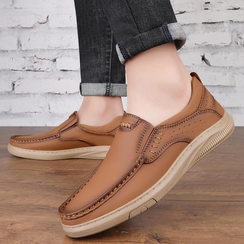 

Men s shoes casual leather shoes large size breathable shoes outdoor versatile leather shoes fashion handmade casual shoes 45 коричневый