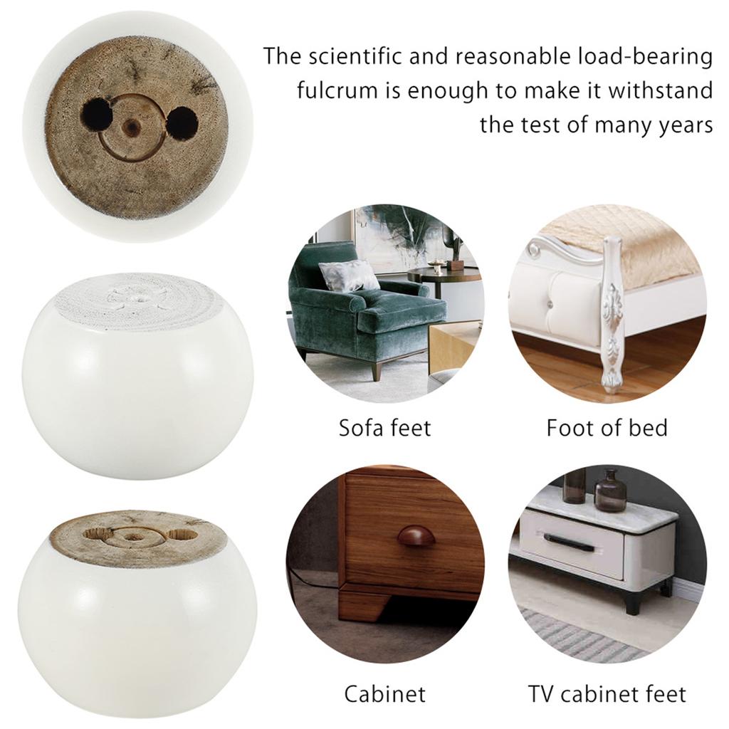 4Pcs Solid Wood Furniture Legs Round Shape Replacement 5cm Tall Legs 10x5cm Furniture Feet for Couch Chair Coffee Table Cabinet