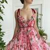 New European and American French Women's Clothing Retro Printing Long Dress Sexy Suspender Dress Beach Casual Vacation Dress